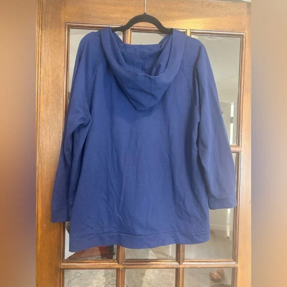 Quacker Factory Sparkle & Shine Zip-Up Hood Sweater Rhinestone Jacket Plus 1X - Picture 6 of 8